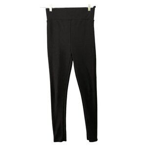 Zara High Waisted Legging Pants Womens M Black Ribbed Stretch